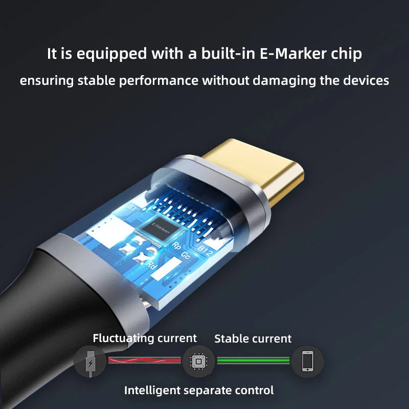 Right-Angle USB-C Cable 100W 10Gbps 4K 60Hz – 0.5M to 3M