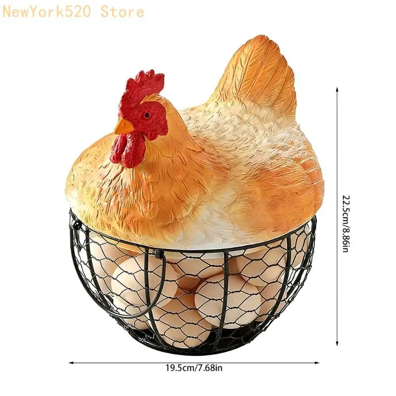 Hen-Shaped Resin Egg & Kitchen Storage Basket with Lid
