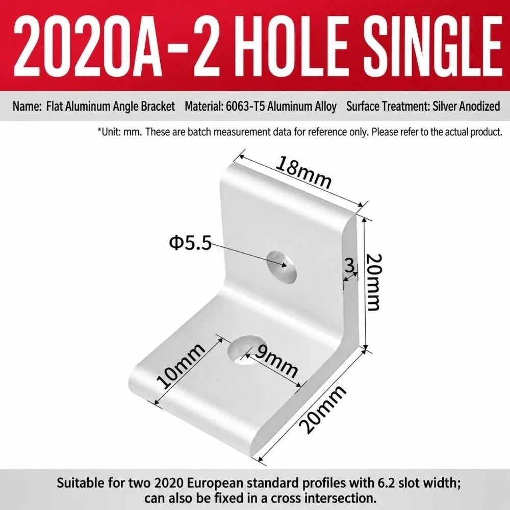 90° Aluminum Angle Bracket Flat Right Angle Connector Alloy