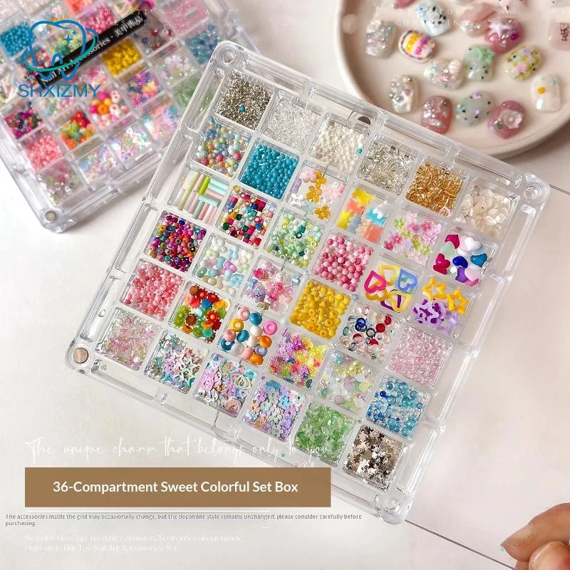 3D Nail Art Resin Beads Flower Decorations – 12/36 Grid Box
