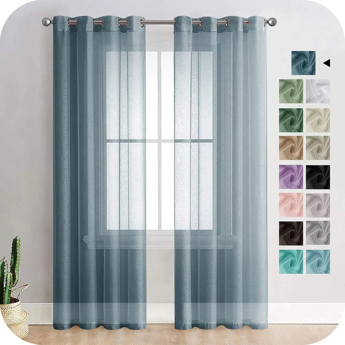 White Sheer Voile Curtain Panel – Chiffon Window Drape