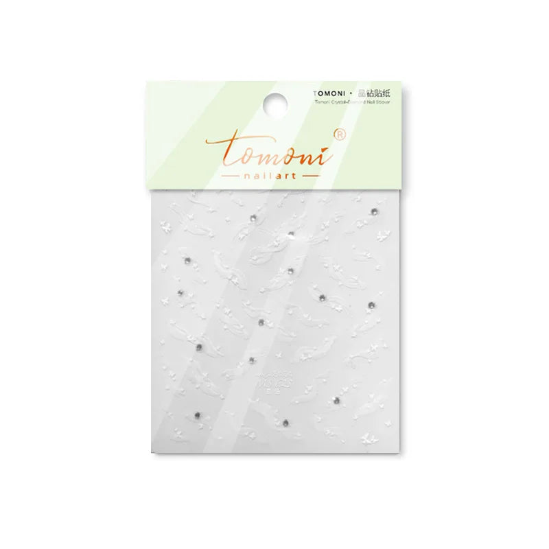 5D Lace Bow Nail Art Stickers – Pearl Rhinestone Decals