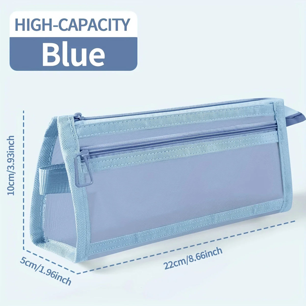 Morandi Mesh Pencil Case Double-Layer Zipper Pouch & Makeup Bag