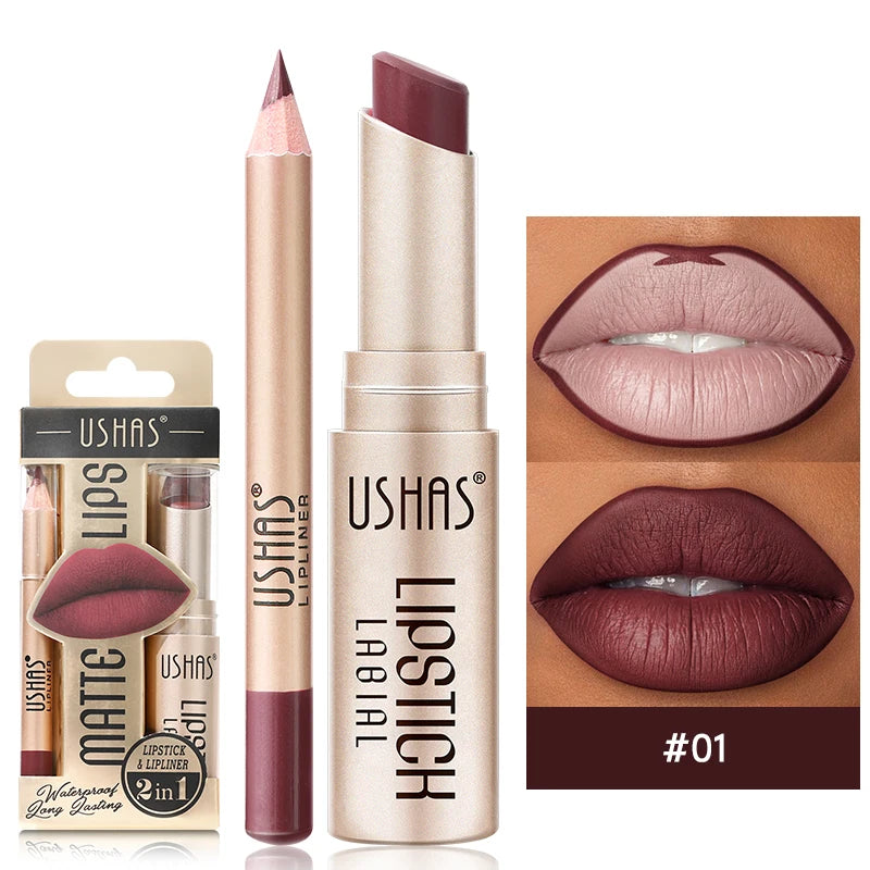 OREADEX Matte Lip Liner & Lipstick Set – High Pigment, Waterproof