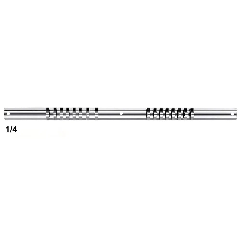 Stainless Steel Socket Storage Rack 16 Clips | 1/4 3/8 1/2"