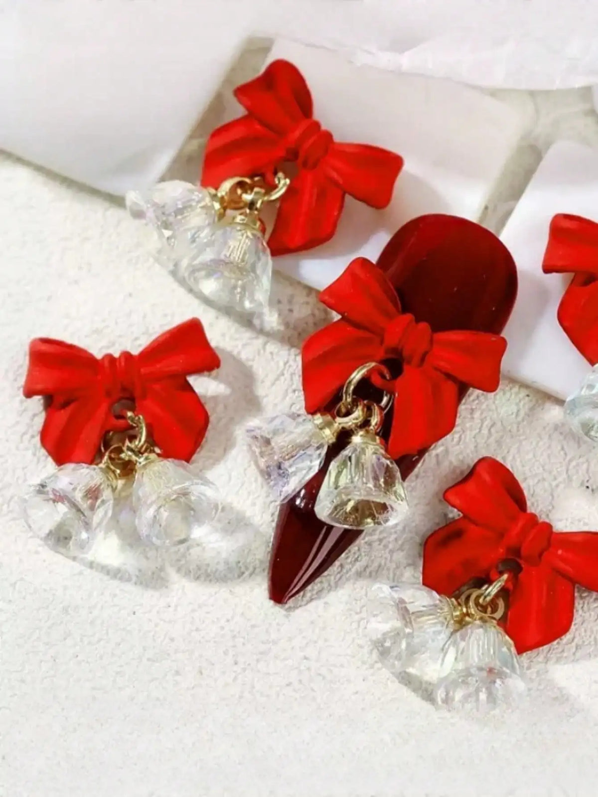 10pc 3D Christmas Bell Nail Charms – Gold & Silver Alloy DIY