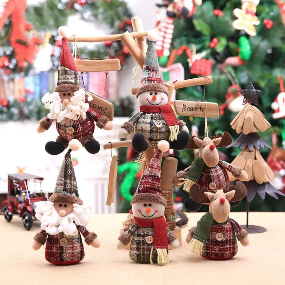 Soft Plush Christmas Dolls – Santa, Elk & Snowman Holiday Decor