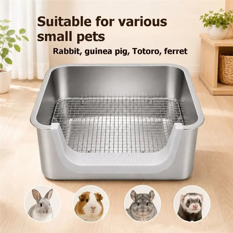 Stainless Steel Rabbit Litter Box Set with 304 Sifting Tray