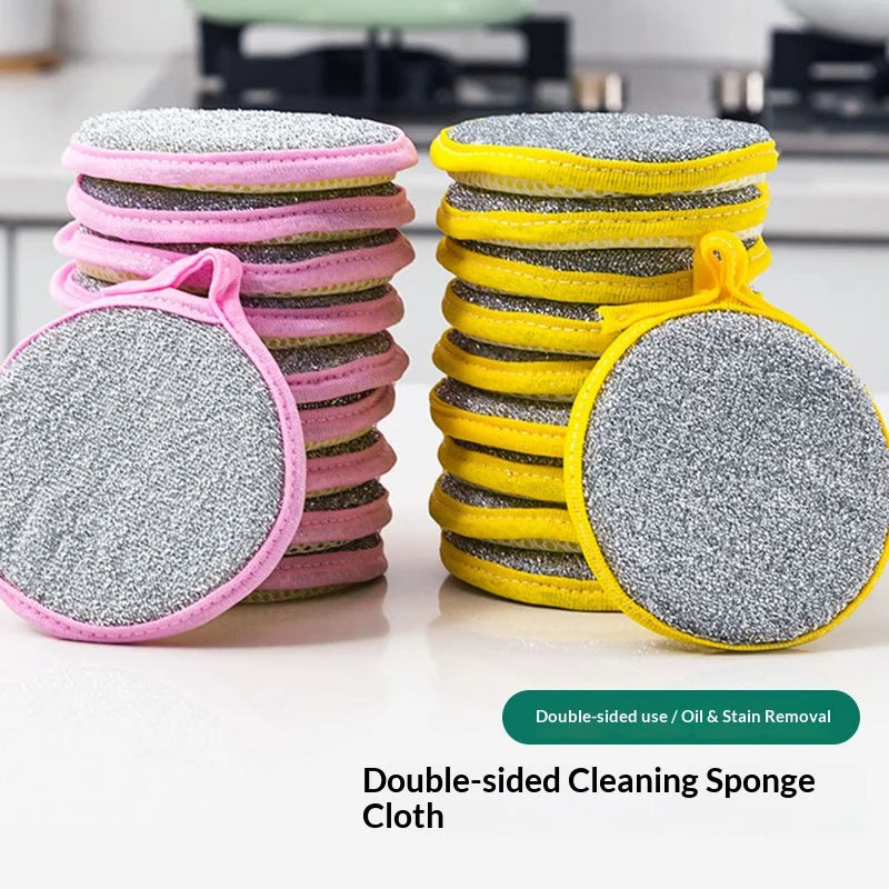 Round Double-Sided Dish Sponge Reusable Scouring Pad 6–12 Pk