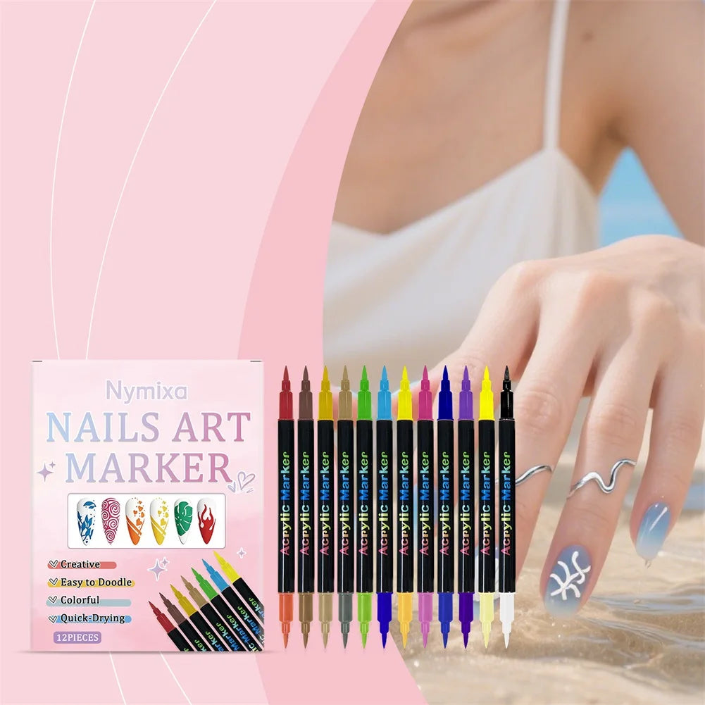 12pc Dual-Ended Nail Art Dotting Tool Set – Pro Manicure Kit