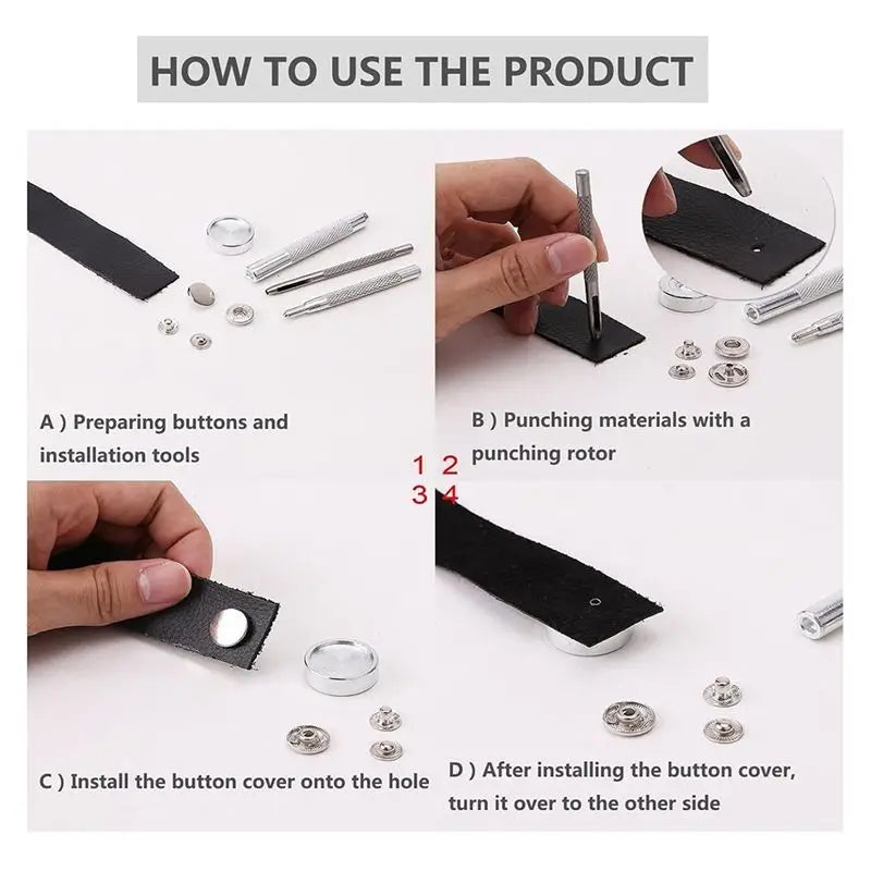 Leather Working Kit – Snap Fastener, Prong Punch & Storage Box
