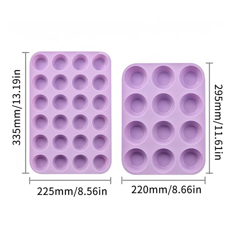 Silicone Baking Mold 12/24 Holes – Cupcake & Muffin Pan
