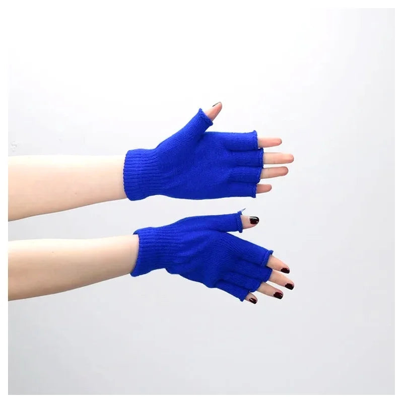 Fingerless Knit Gloves – Unisex Half Finger Winter Wrist Gloves