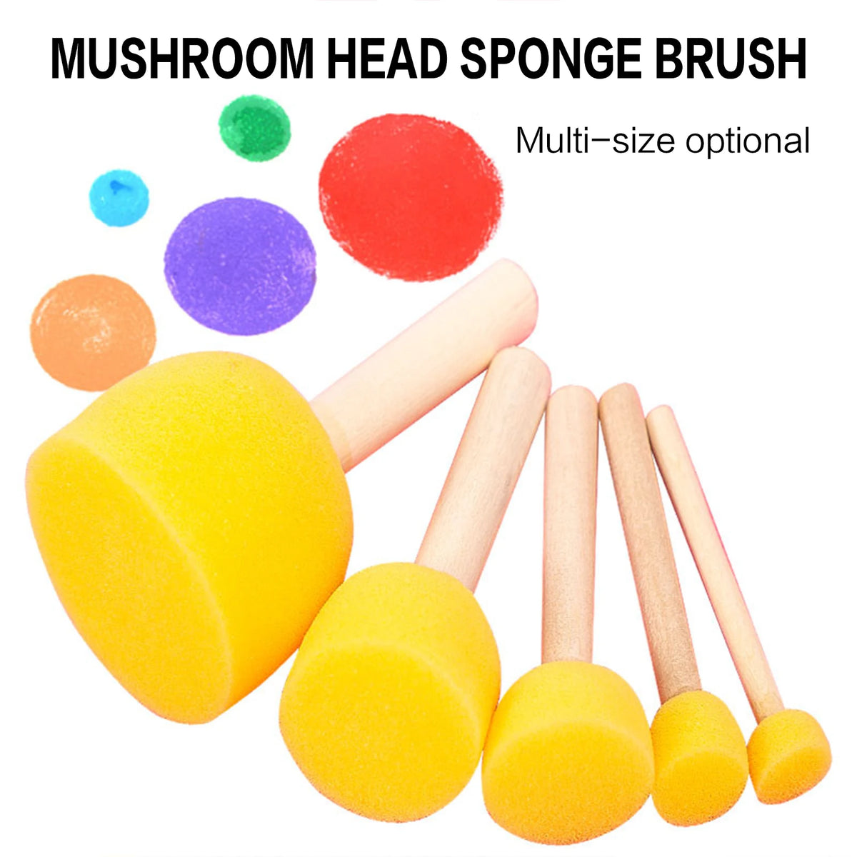 5-Pack Round Foam Sponge Brushes – Kids DIY Painting Crafts