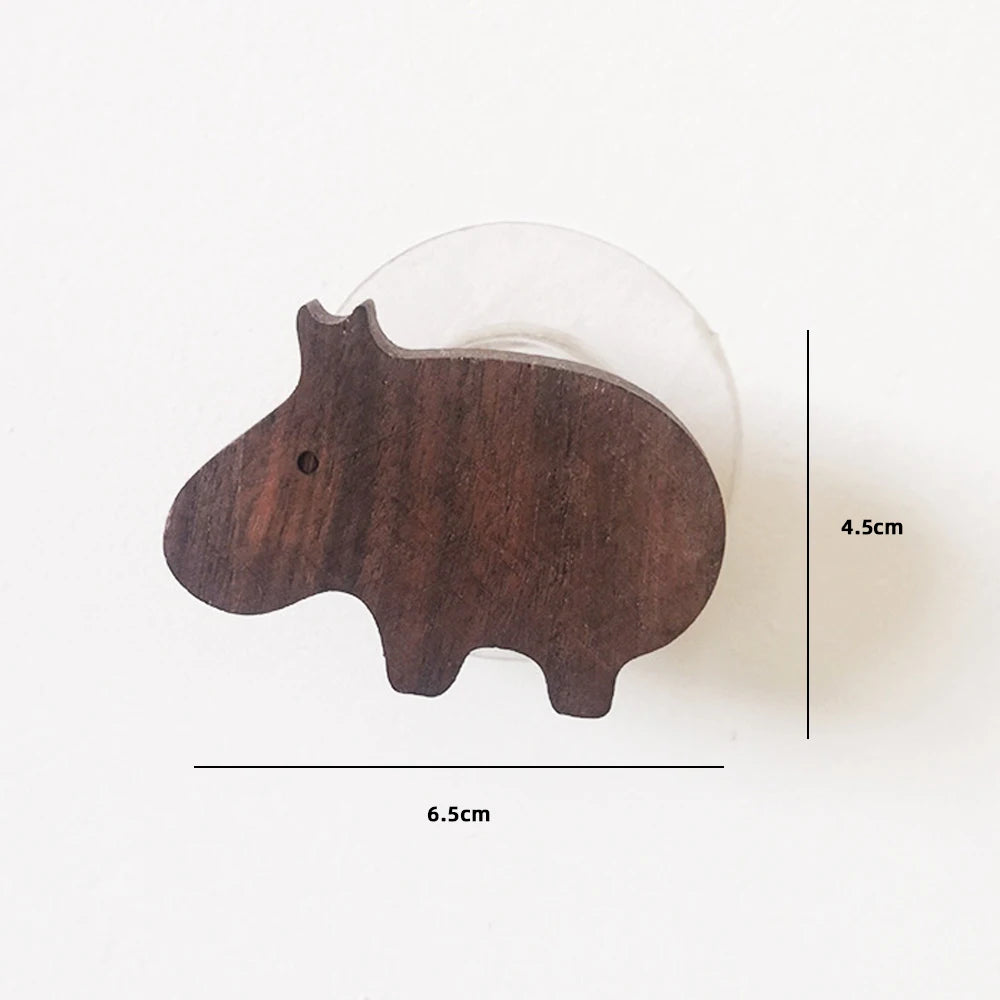 Walnut Wood Animal Wall Hooks – Kids Room Coat & Key Hanger