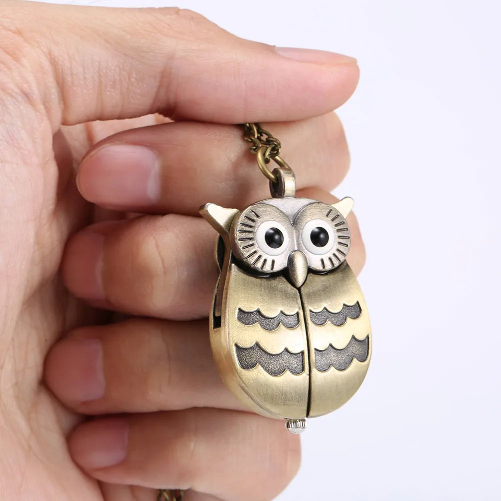 Vintage Owl Pendant Necklace Watch – Unisex Retro Quartz