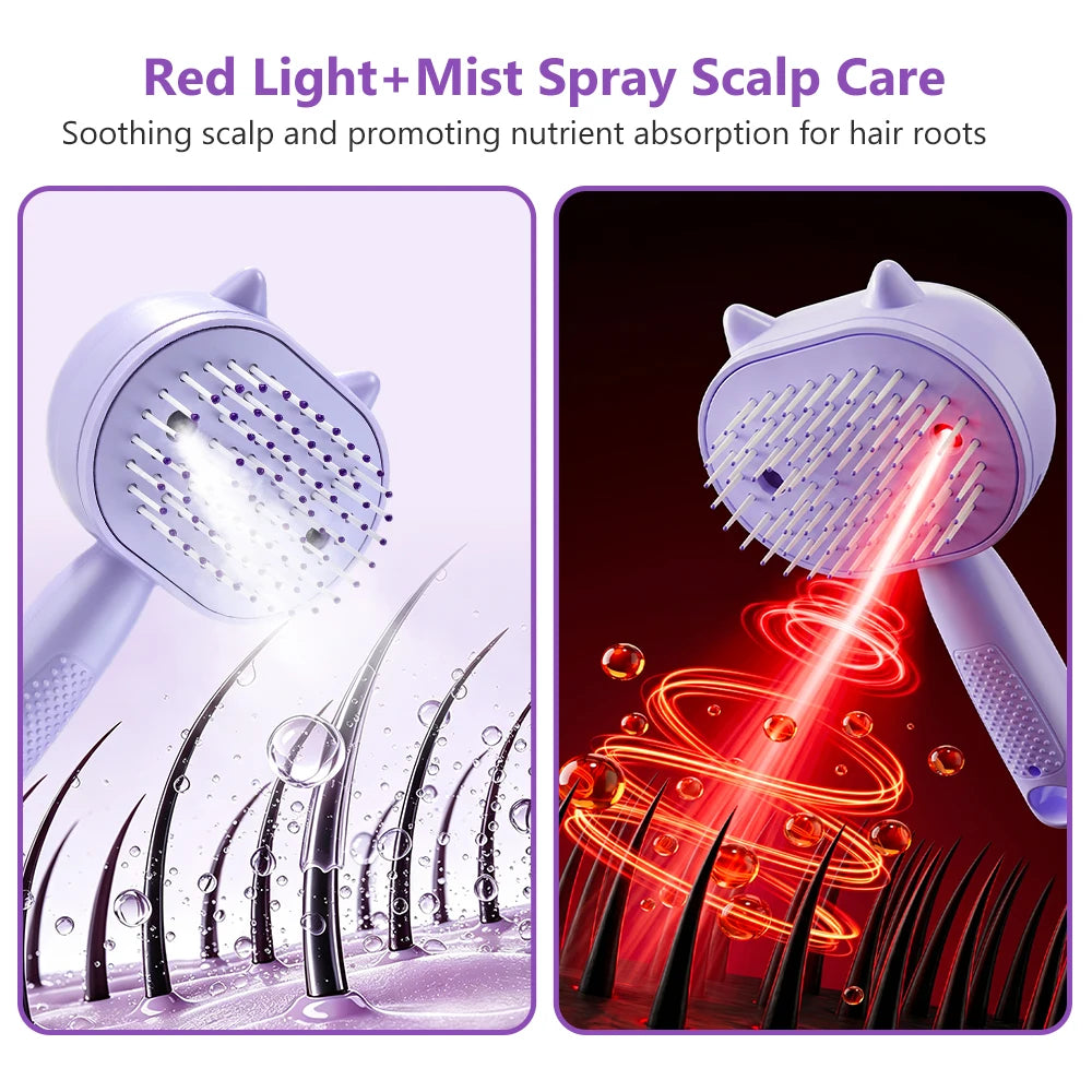 3-in-1 Red Light Mist Spray Comb – Electric Scalp Massager