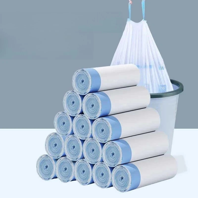 Thick Drawstring Trash Bags 8L Tear-Off Can Liners 50pcs