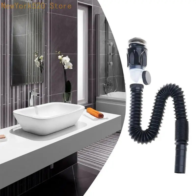 Stretchable Sink Drain Pipe with Odor-Block Strainer