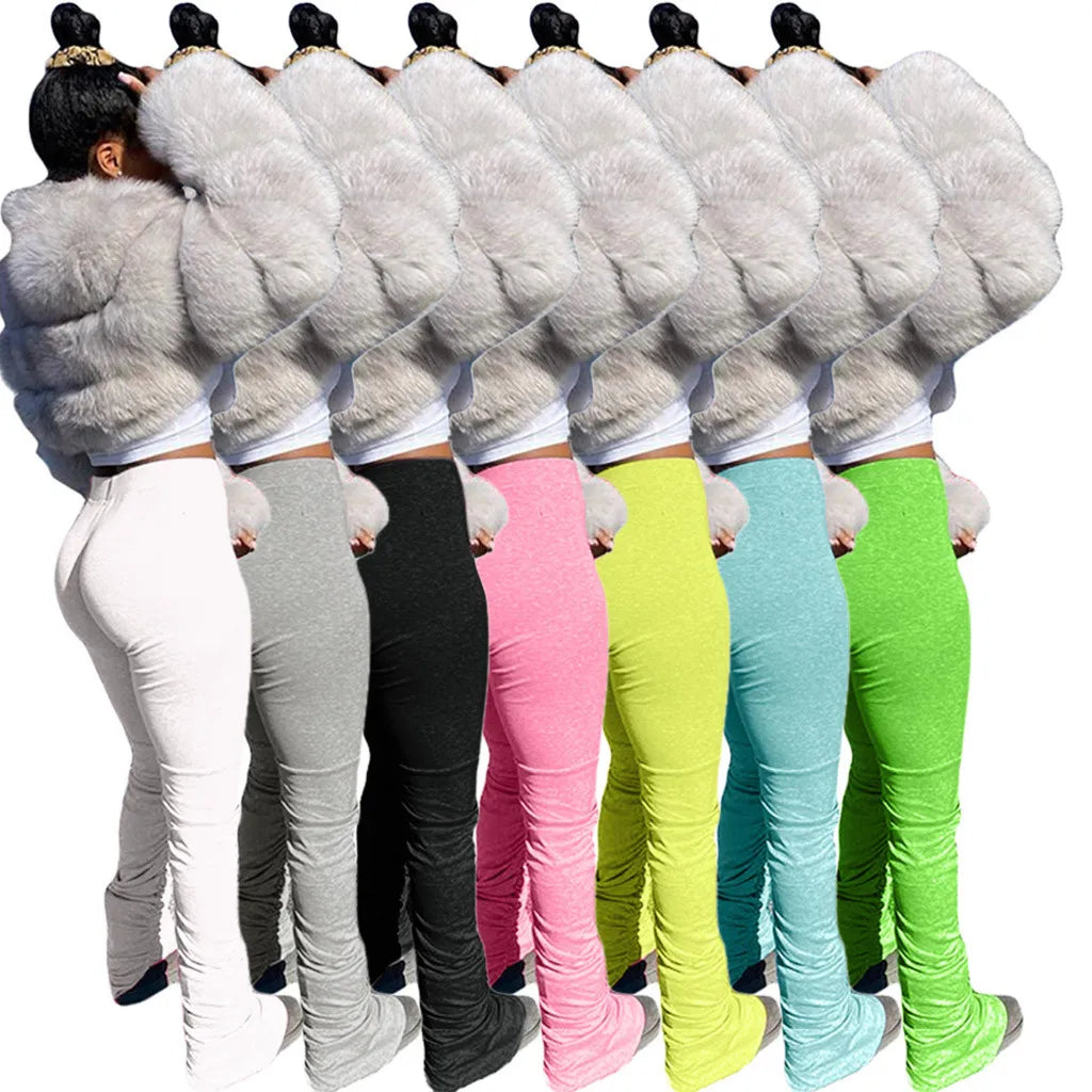 Women's Stacked Yoga Leggings Stretch Bootcut Lounge Pants