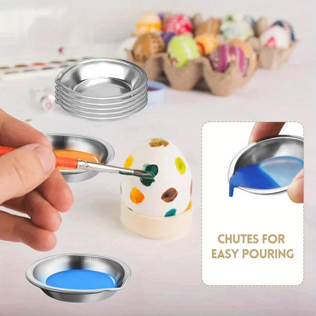 Stainless Steel Round Paint Palette Set | Metal Mixing Trays