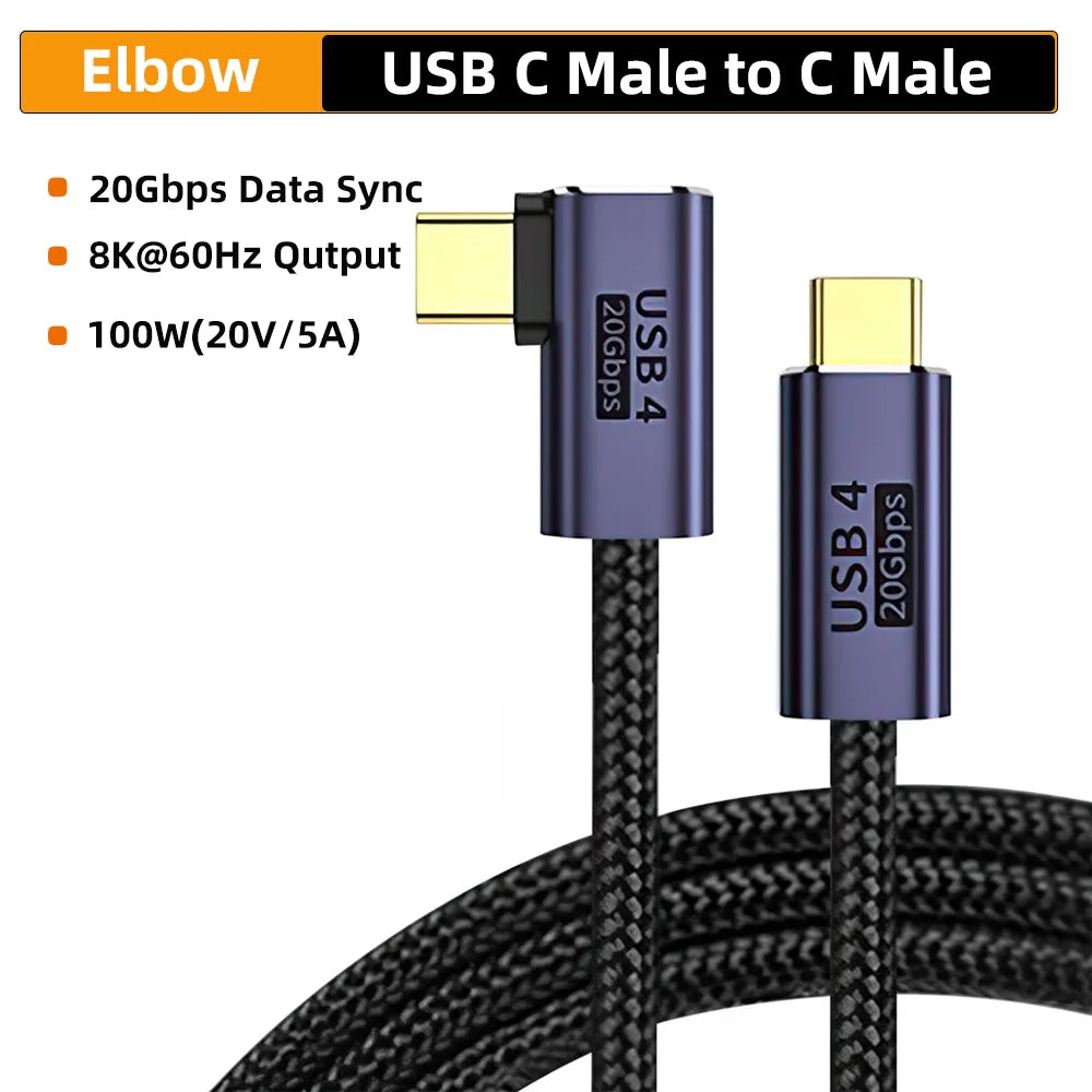 USB4 Thunderbolt 3 Cable 8K@60Hz 20Gbps 100W Fast Charge