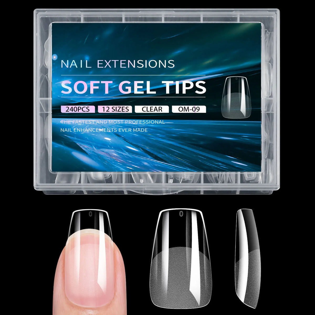 240pcs Soft Gel Nail Tips – Half Matte Clear Acrylic False Nails