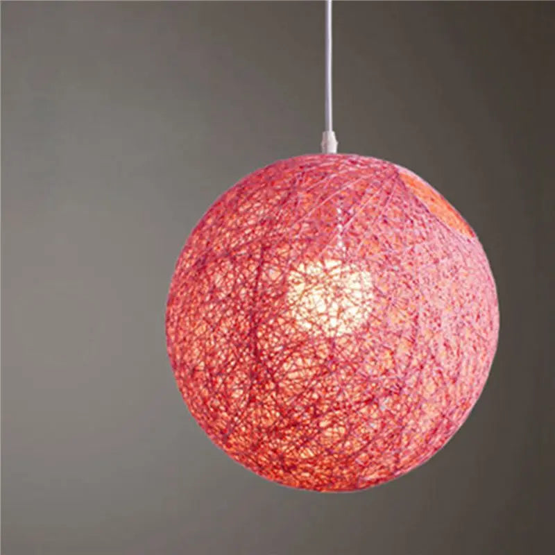 Pink Bamboo Rattan Hemp Ball Chandelier Lampshade – 2 Pack