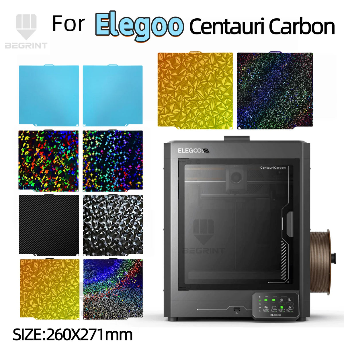 BEGRINT 260x271mm Build Plate for Elegoo Centauri Carbon