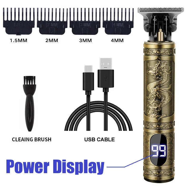 Vintage T9 Rechargeable Hair Clipper & Beard Trimmer for Men