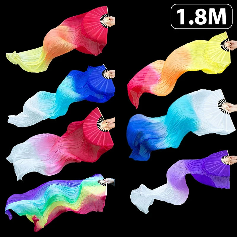 Gradient Belly Dance Fan Extended Floating Head Long Silk Fan