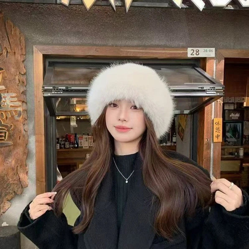 Women's Faux Fox Fur Winter Hat – Windproof Ear Warmer Ski Cap