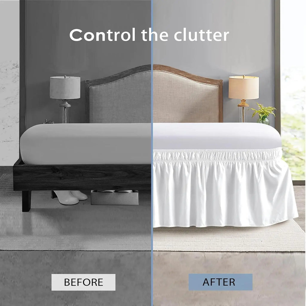 Elastic Wrap Around Bed Skirt – Wrinkle Resistant Dust Ruffle