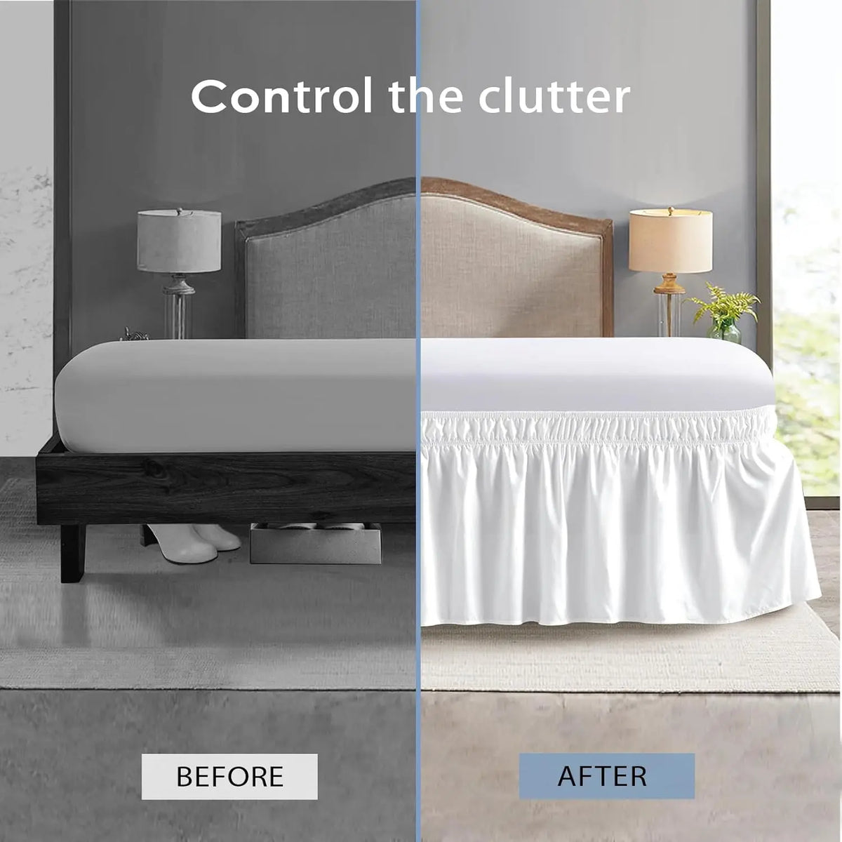 Elastic Wrap Around Bed Skirt – Wrinkle Resistant Dust Ruffle
