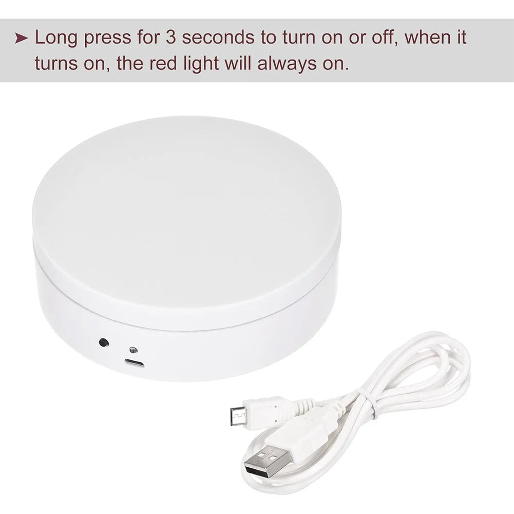 360° Electric Rotating Turntable 12cm – USB & Battery Display