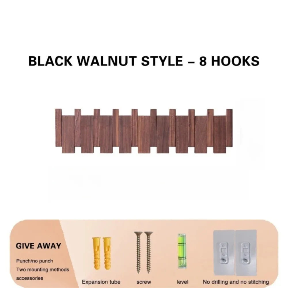 Wood Wall Coat Rack 8 Hooks – Piano Key Design | VIBE