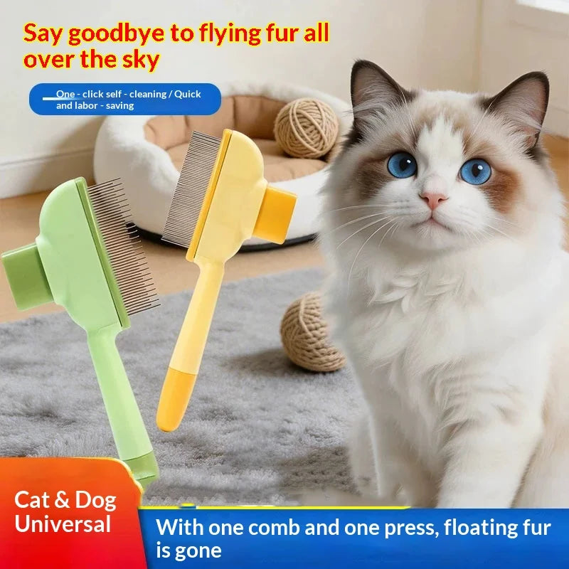 Self-Cleaning Pet Hair Comb – One-Button Dog & Cat Brush