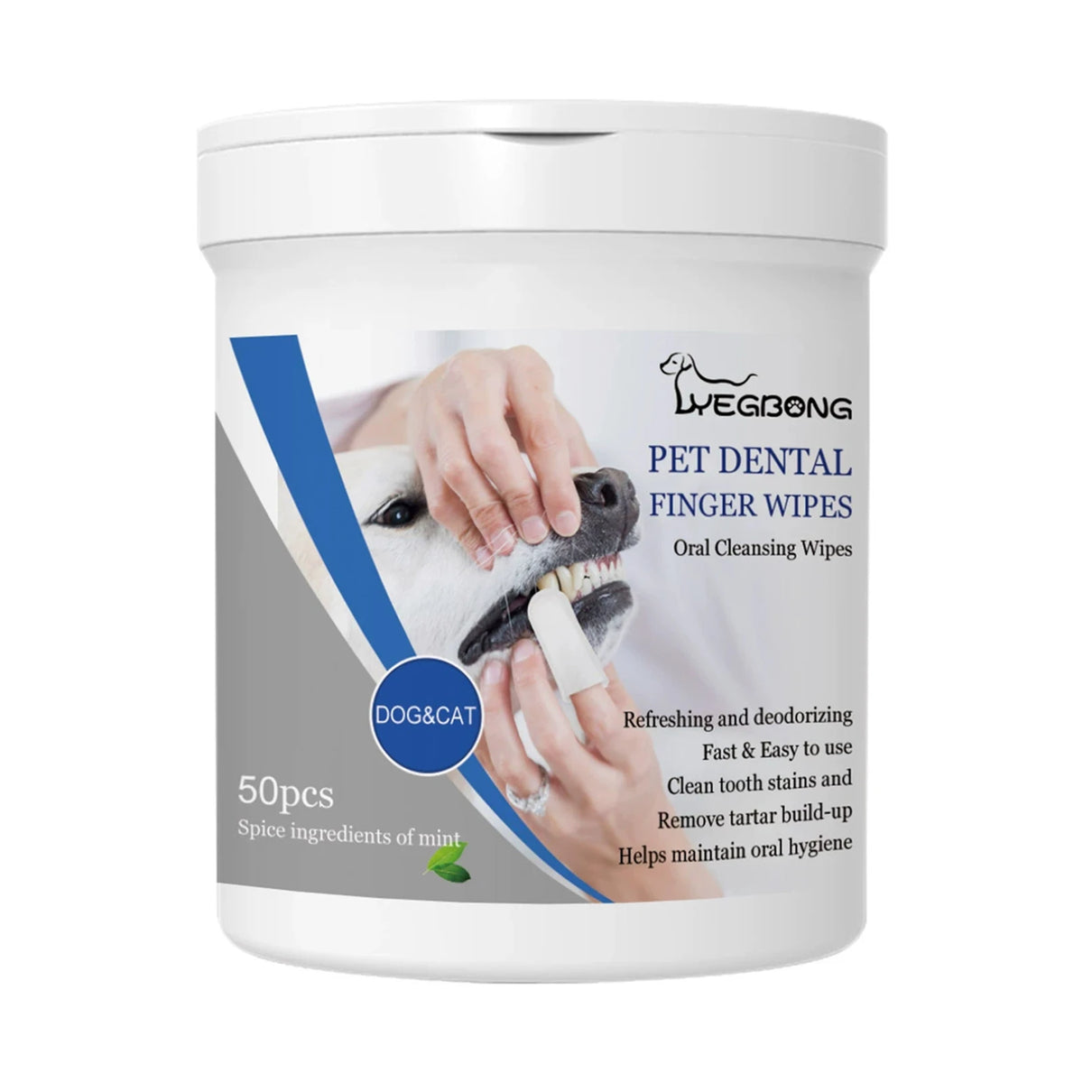 Pet Dental Finger Wipes for Dogs & Cats – 50 Pcs Oral Care