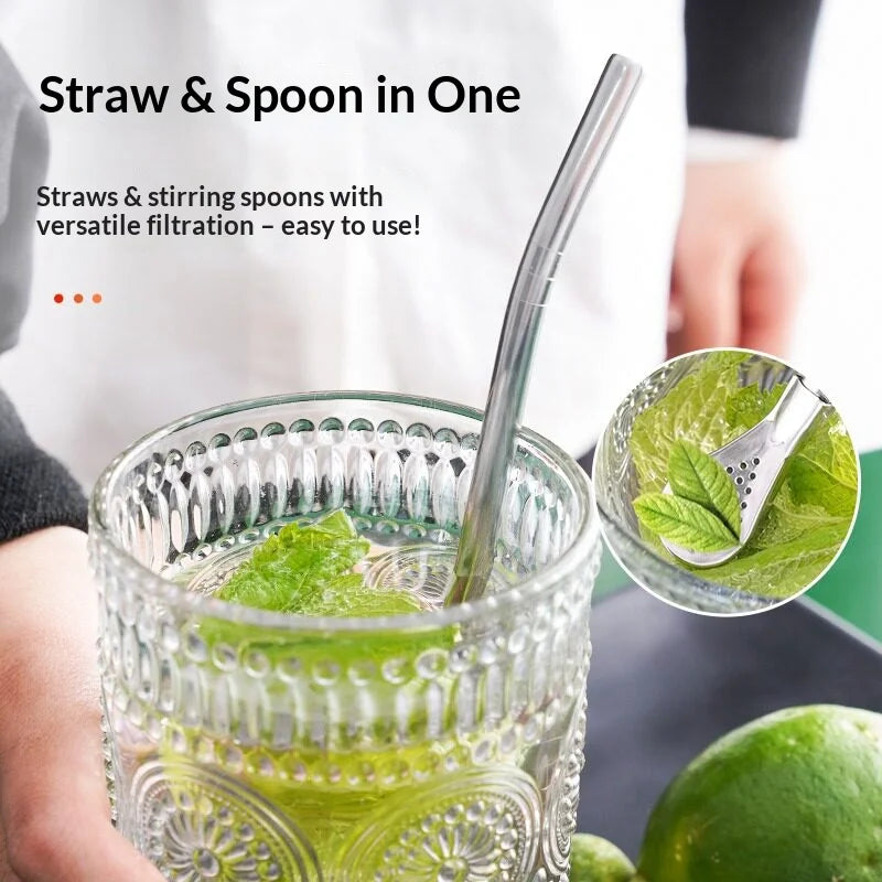 2-in-1 Stainless Steel Filter Straw Spoon – Yerba Mate Tea Infuser