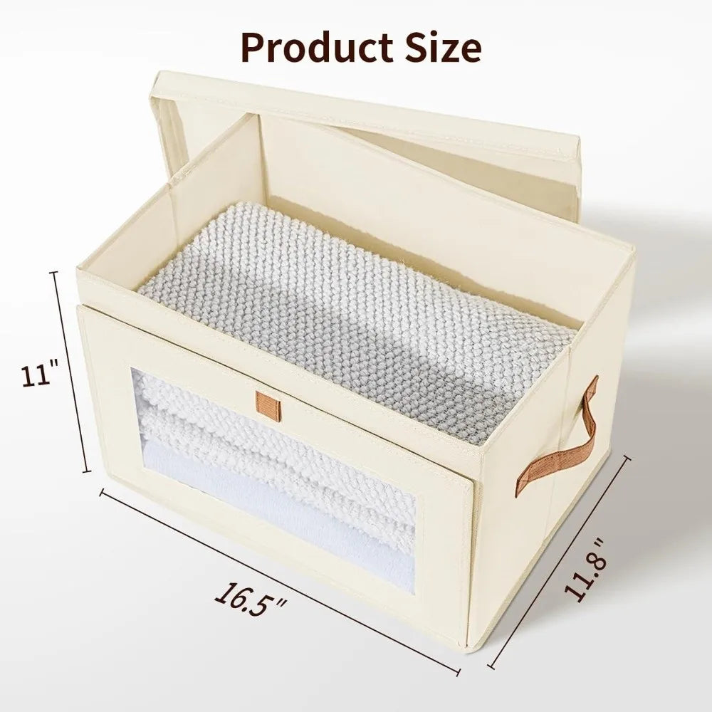 Foldable Fabric Storage Box with Visible Window & Handle
