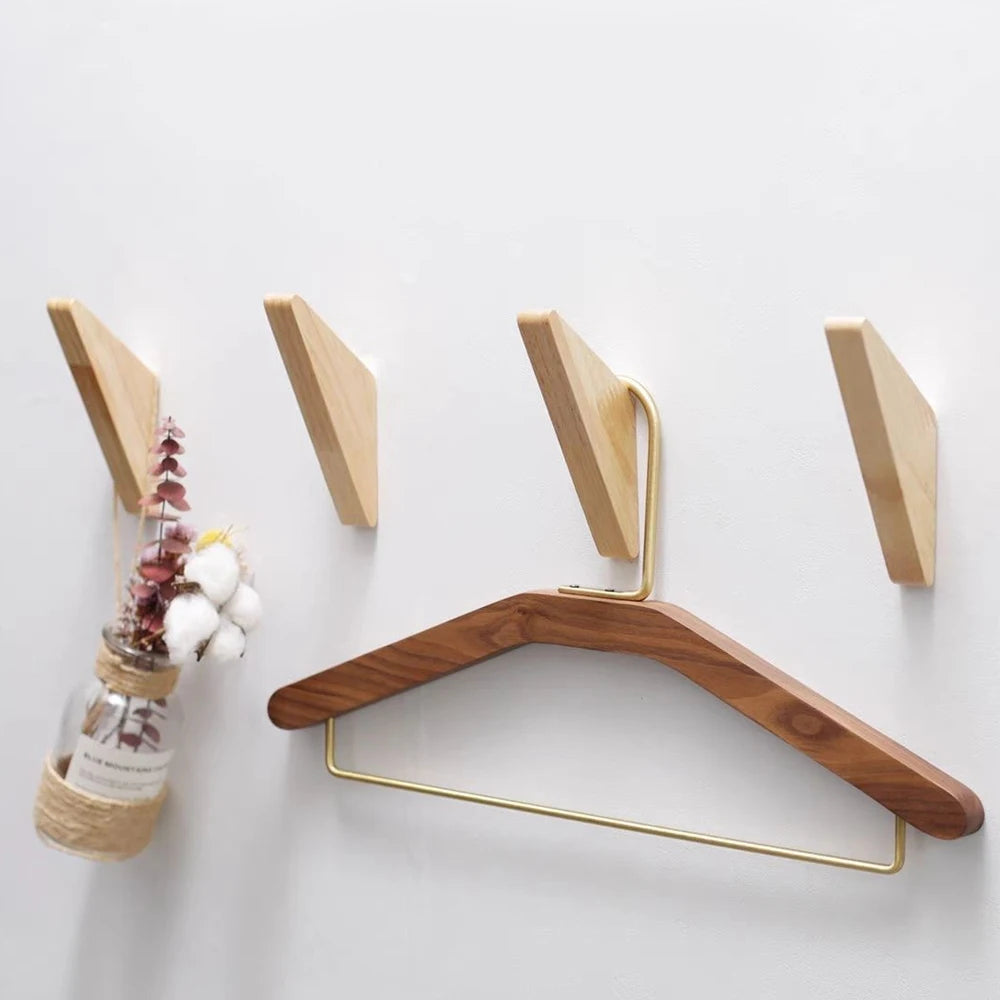 Triangle Wood Wall Hook – Coat, Hat & Key Hanger Rack