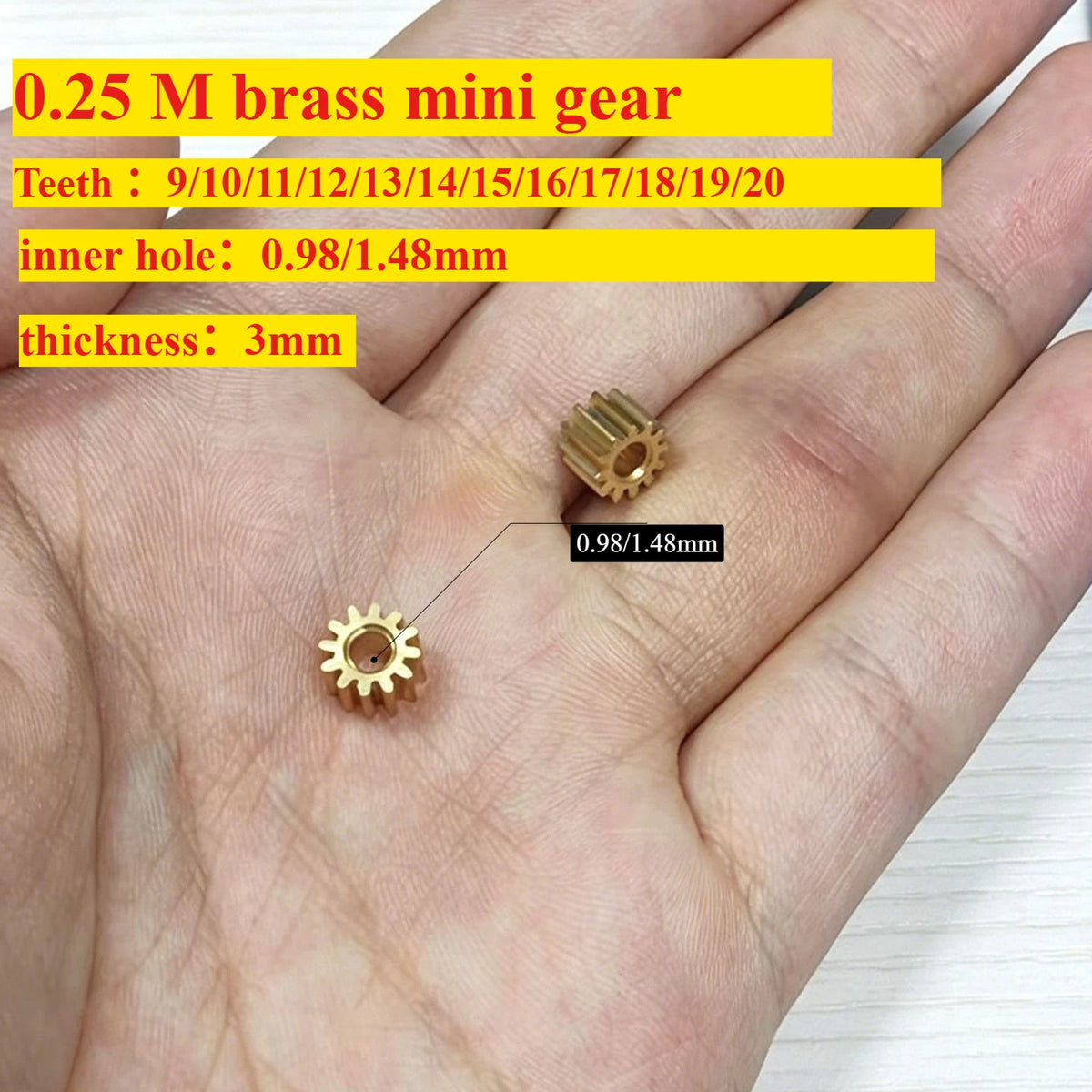 0.25M Mini Copper Bevel Gears 9–20 Teeth DIY Model Gear Set