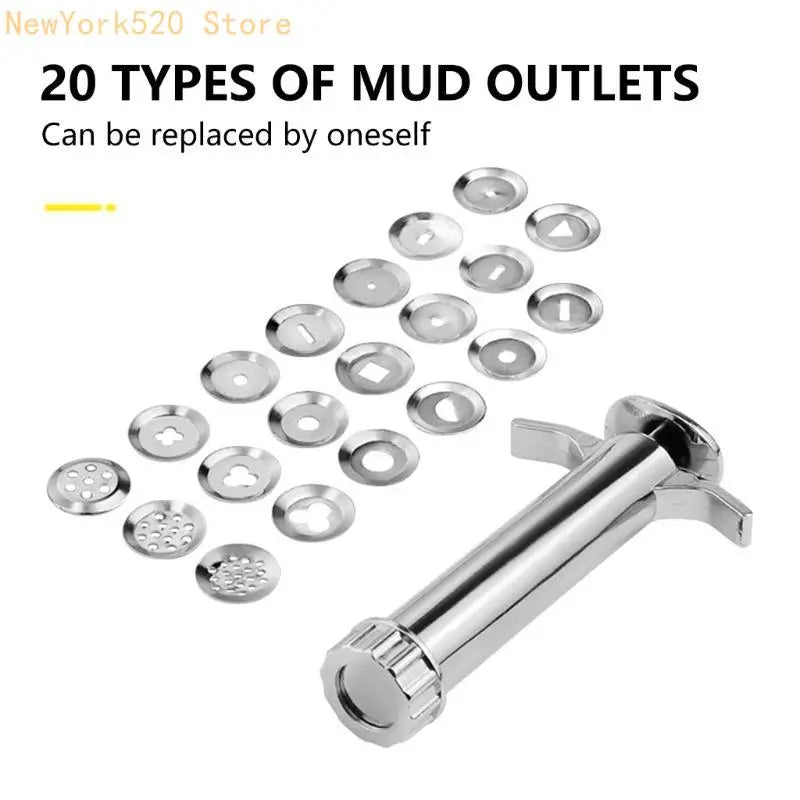 Clay Extruder Set with 20 Interchangeable Tips – Stainless Steel