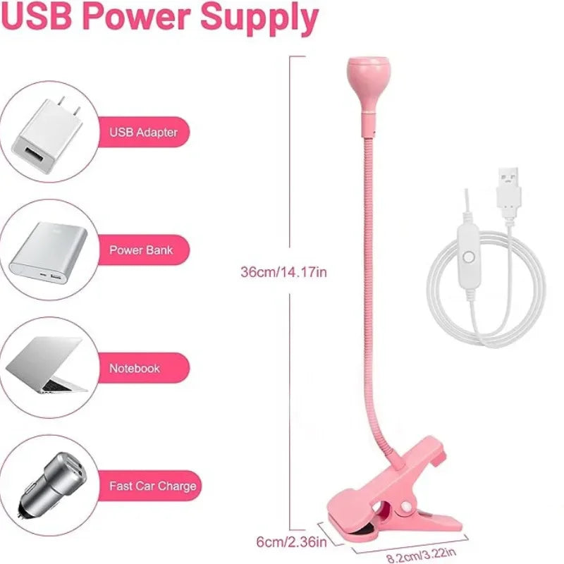 UV Nail Lamp 395nm Clip-On Desk Mini USB Gel Nail Dryer