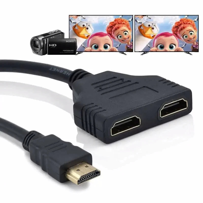 HDMI Splitter Cable 1 In 2 Out 1080p – Gold-Plated Black