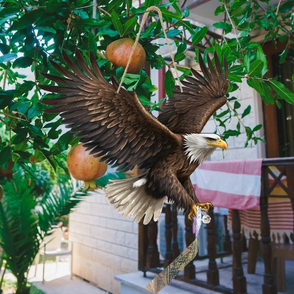 Waterproof Owl Bird Repellent Hanging Decoy with Bell & Reflector