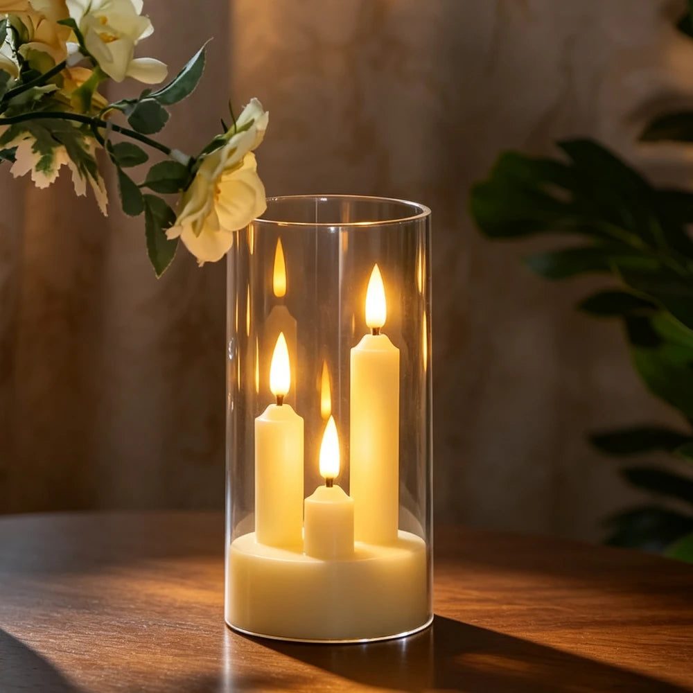 Flameless 3-in-1 LED Cone Candle | Flickering Wick Battery Operated