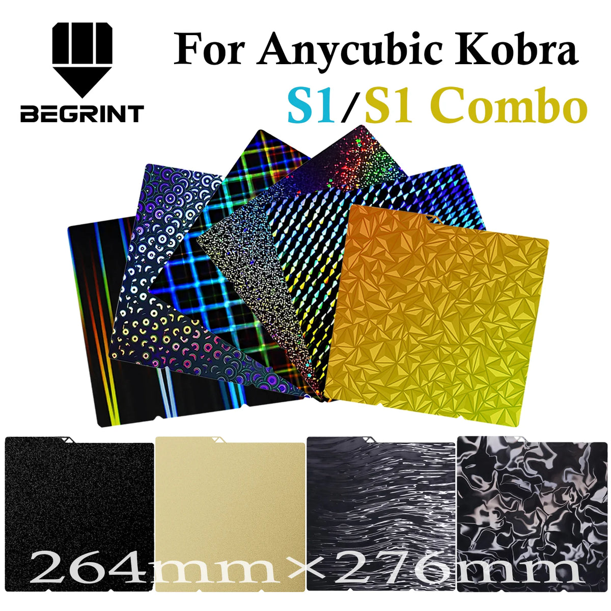 BEGRINT PEI Build Plate 264x276mm – Anycubic Kobra S1