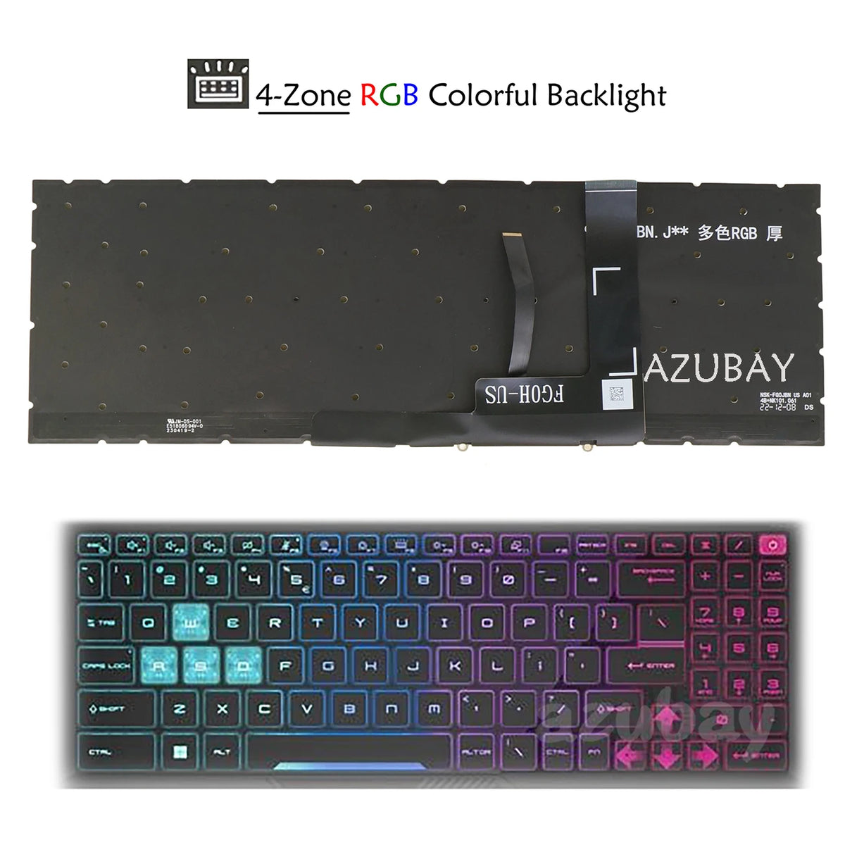 Hungarian RGB Keyboard for MSI Pulse 15/17 B13V – AZUBAY