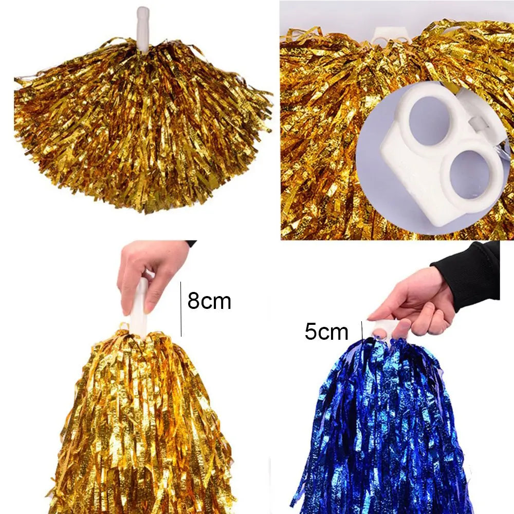 Cheerleader Pompoms Metallic Streamer Dance & Competition